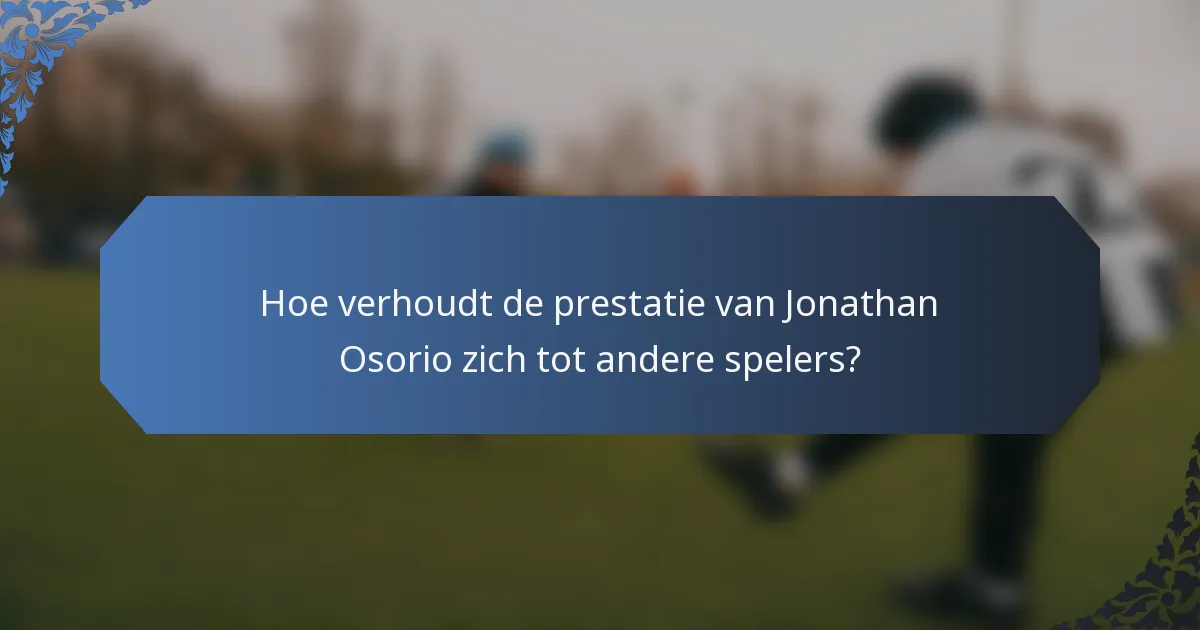 Hoe verhoudt de prestatie van Jonathan Osorio zich tot andere spelers?